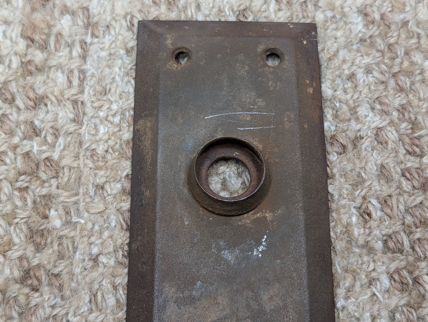 2 1/4" x 7 1/8" Antique Steel Door Knob Plate