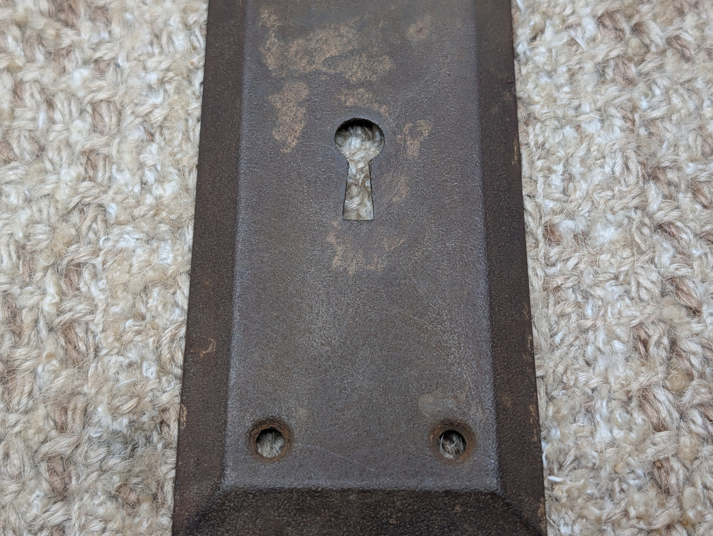 2 1/4" x 7 1/8" Antique Steel Door Knob Plate