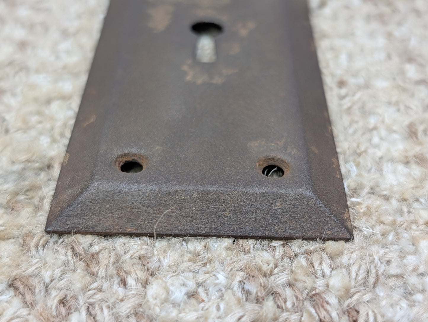 2 1/4" x 7 1/8" Antique Steel Door Knob Plate