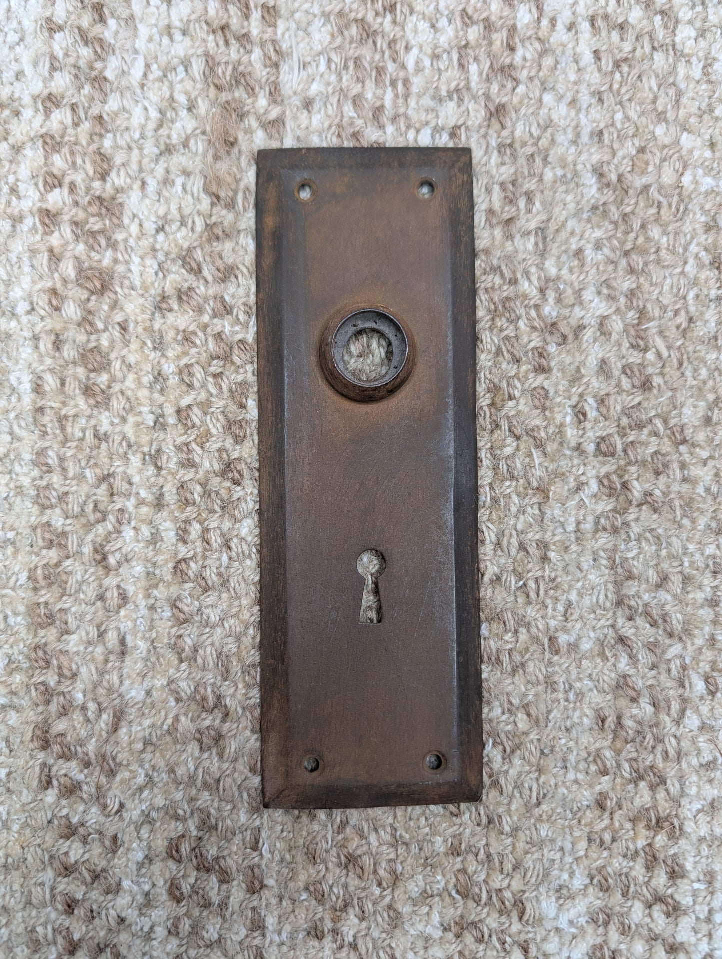2 5/16" x 7" Antique Steel Door Knob Plate