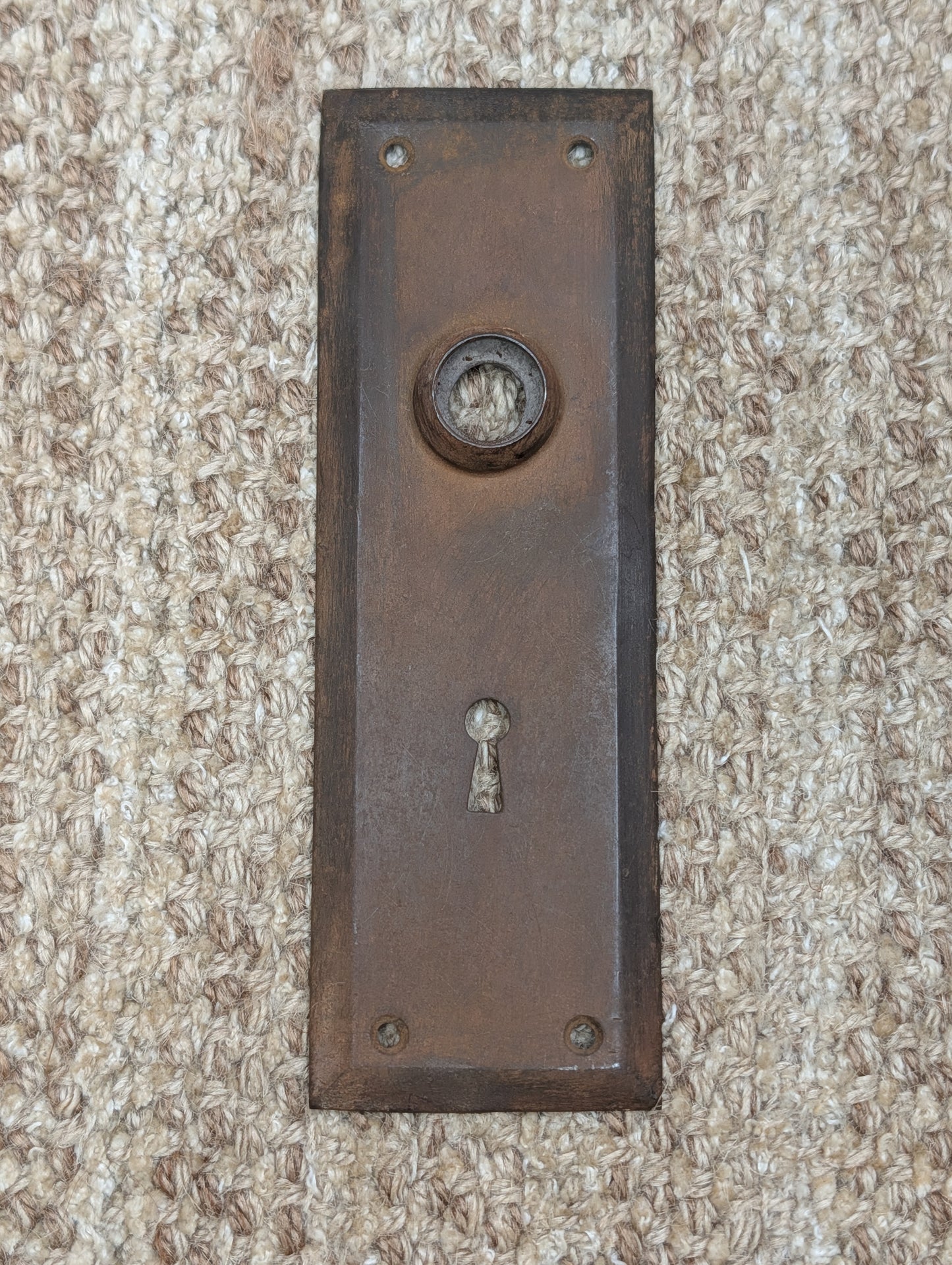 2 5/16" x 7" Antique Steel Door Knob Plate