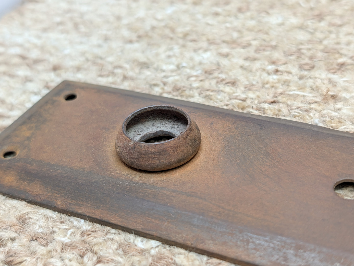 2 5/16" x 7" Antique Steel Door Knob Plate