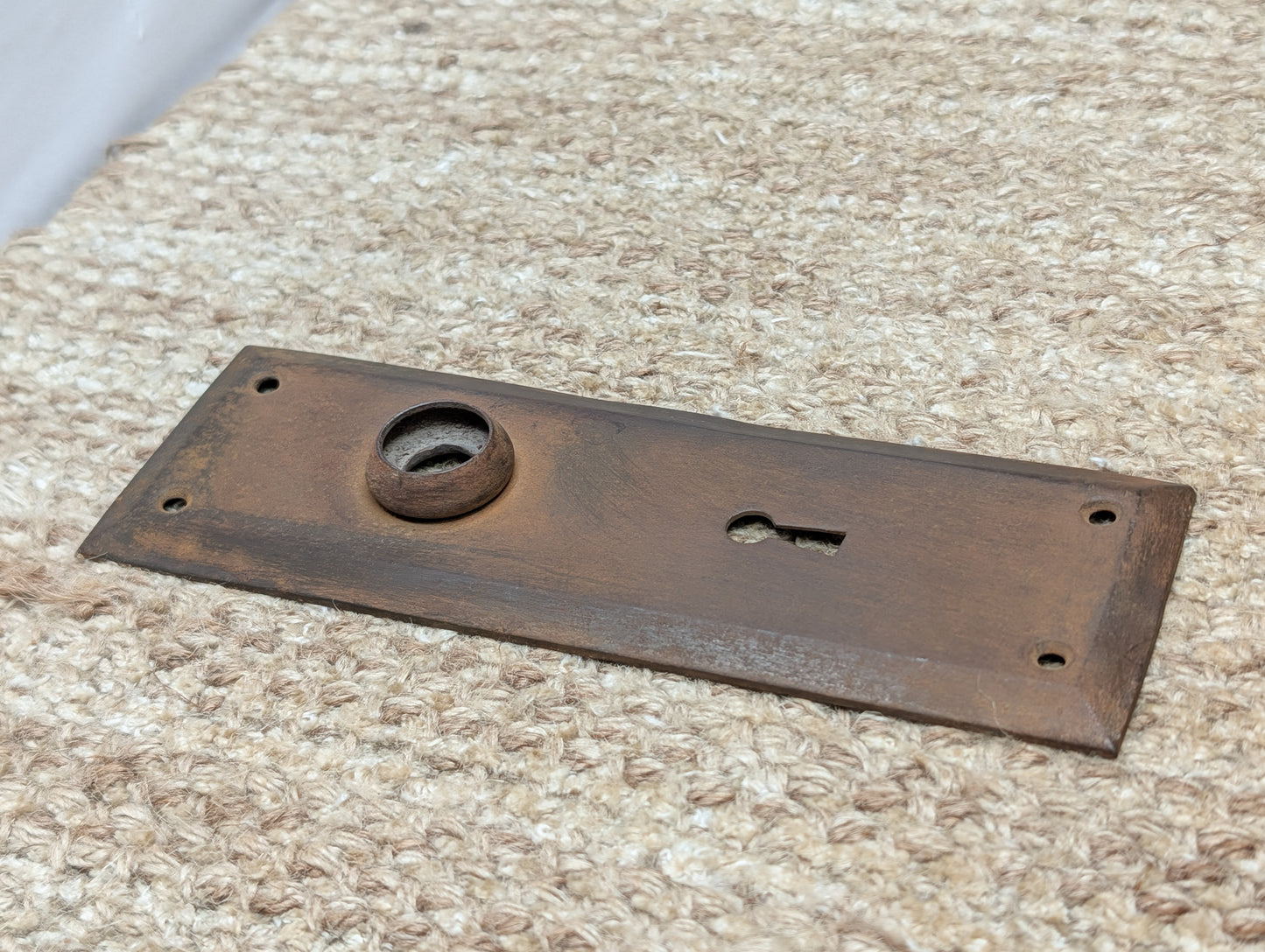 2 5/16" x 7" Antique Steel Door Knob Plate