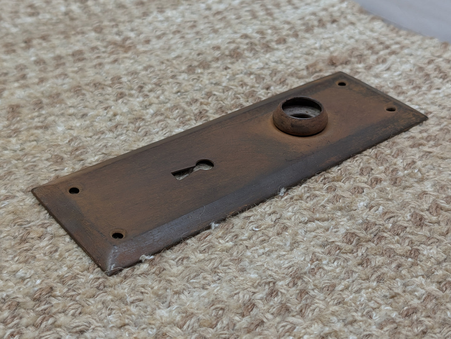 2 5/16" x 7" Antique Steel Door Knob Plate