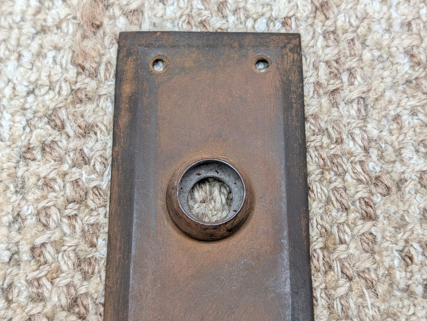 2 5/16" x 7" Antique Steel Door Knob Plate