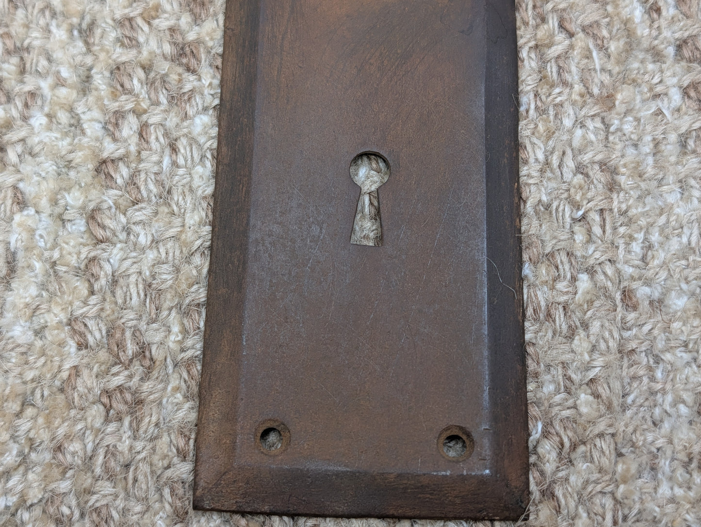2 5/16" x 7" Antique Steel Door Knob Plate