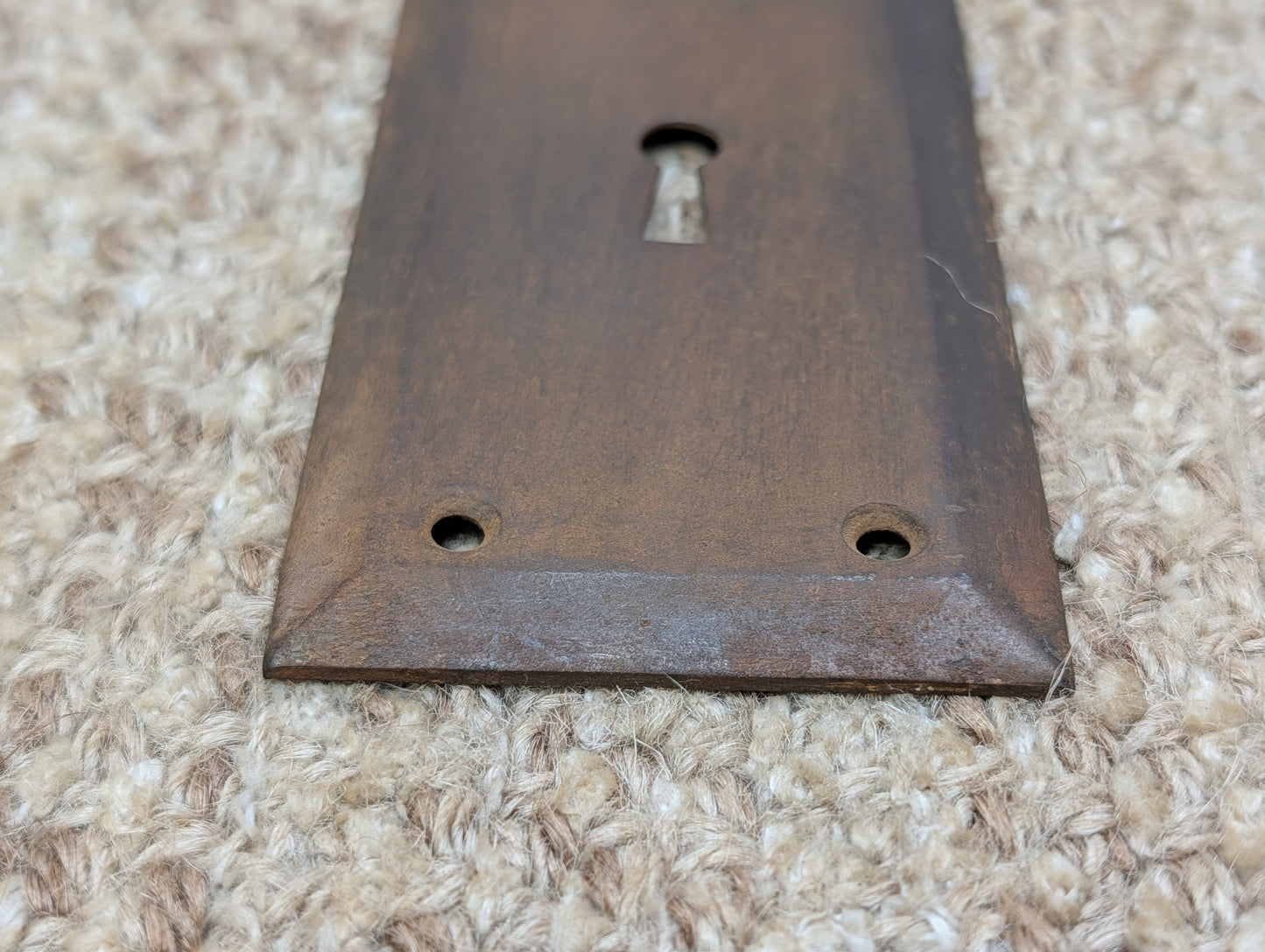 2 5/16" x 7" Antique Steel Door Knob Plate