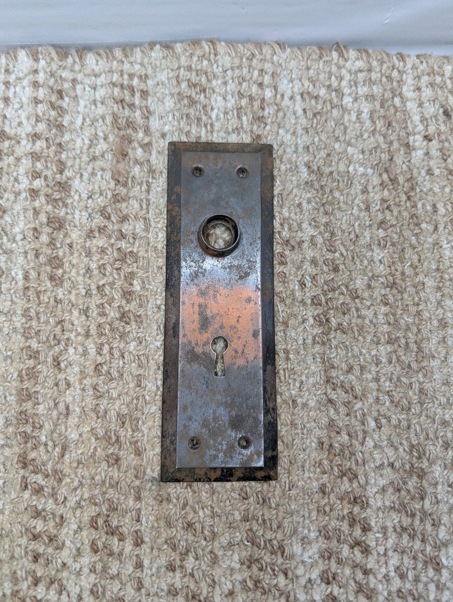 2 5/16" x 7 1/8" Antique Steel Door Knob Plate
