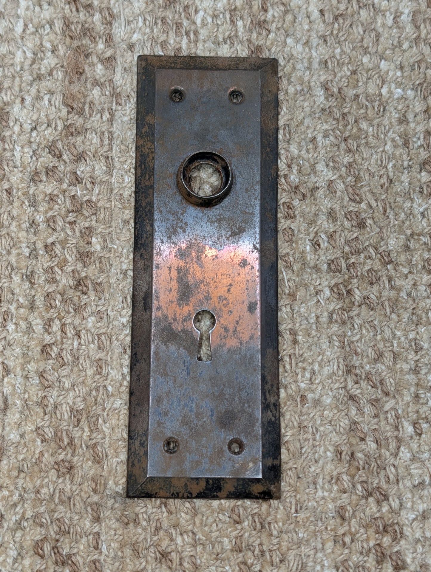 2 5/16" x 7 1/8" Antique Steel Door Knob Plate
