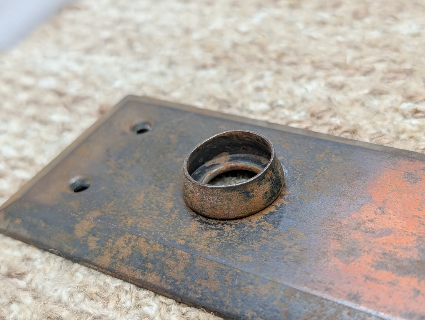 2 5/16" x 7 1/8" Antique Steel Door Knob Plate