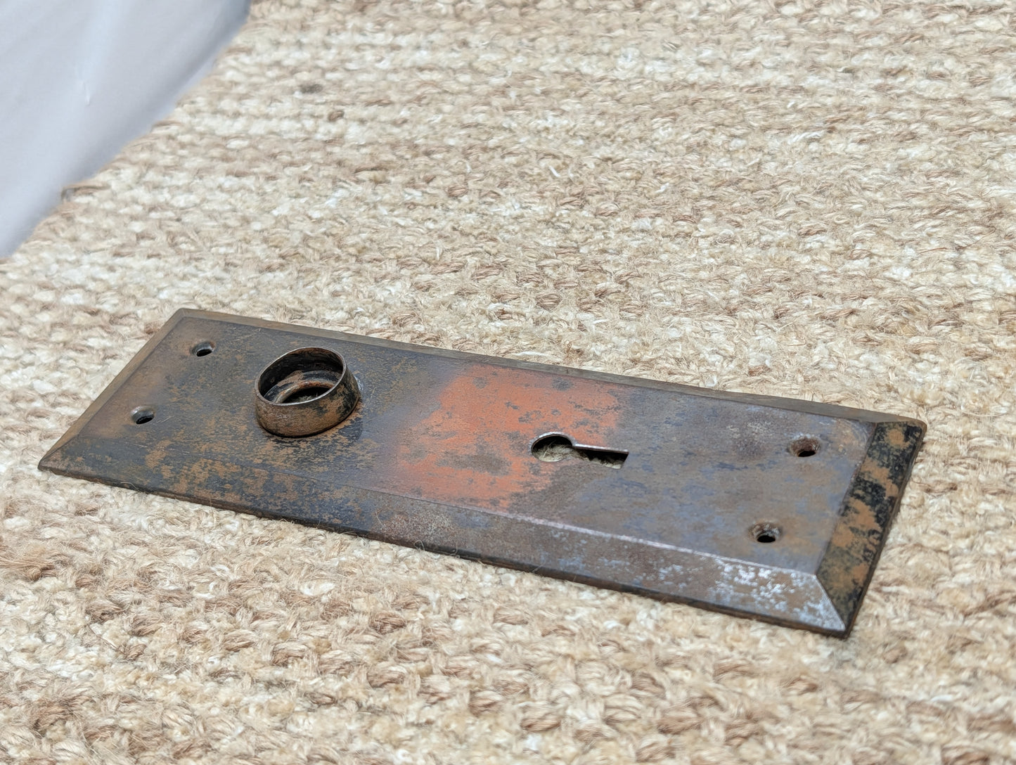 2 5/16" x 7 1/8" Antique Steel Door Knob Plate