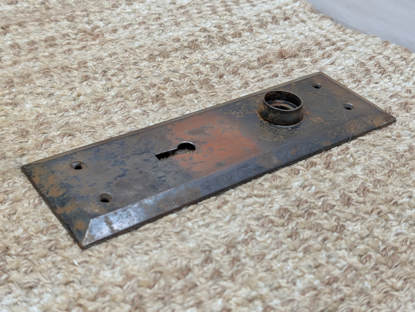 2 5/16" x 7 1/8" Antique Steel Door Knob Plate