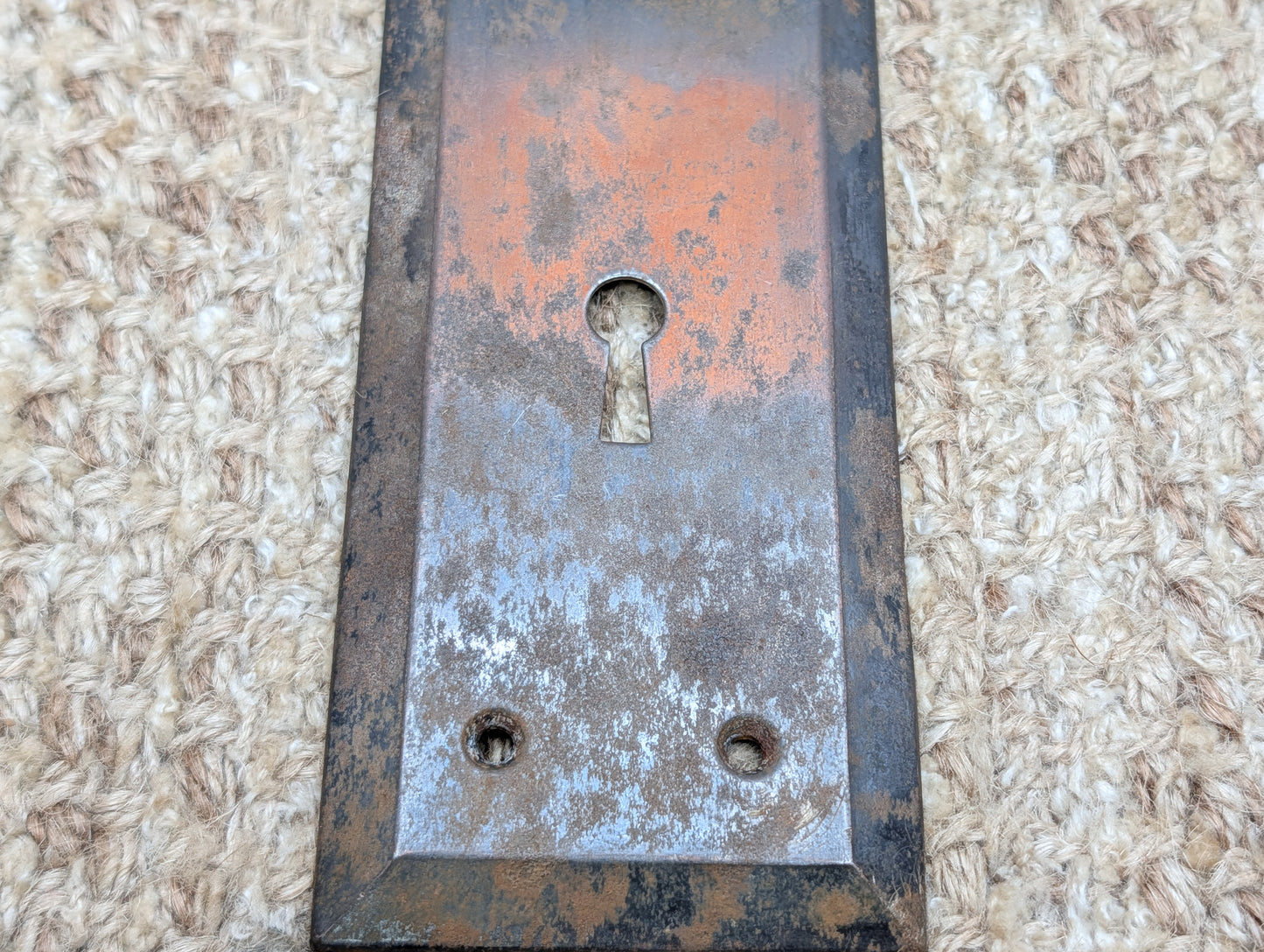 2 5/16" x 7 1/8" Antique Steel Door Knob Plate