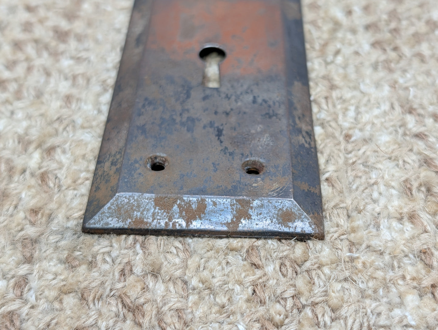 2 5/16" x 7 1/8" Antique Steel Door Knob Plate