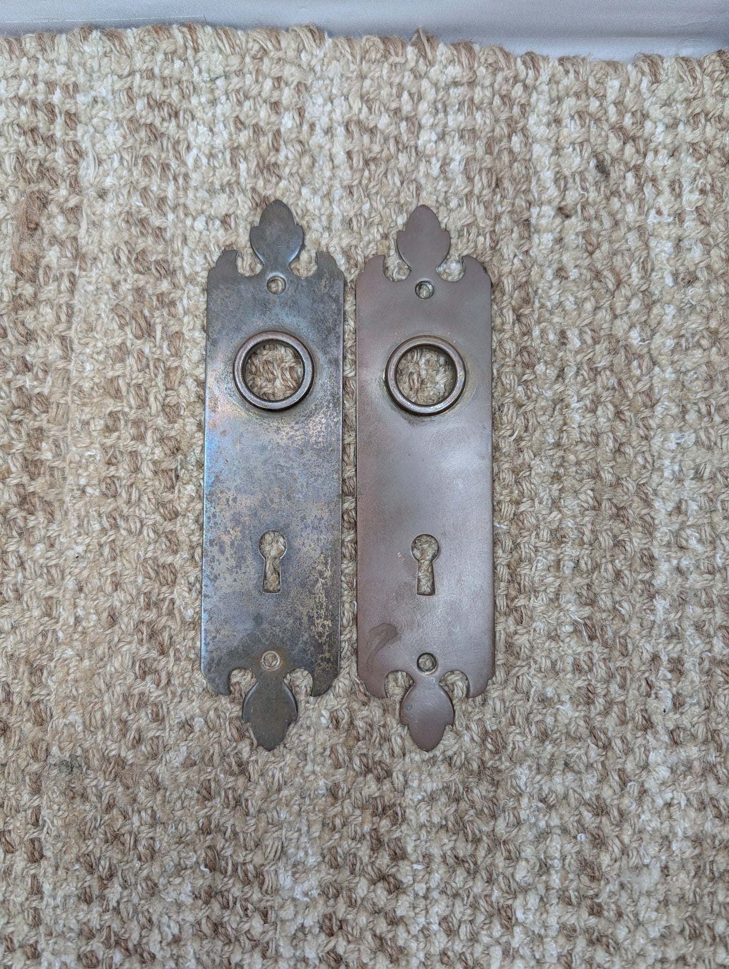 Pair 1 3/4" x 7" Antique Brass Door Knob Plates