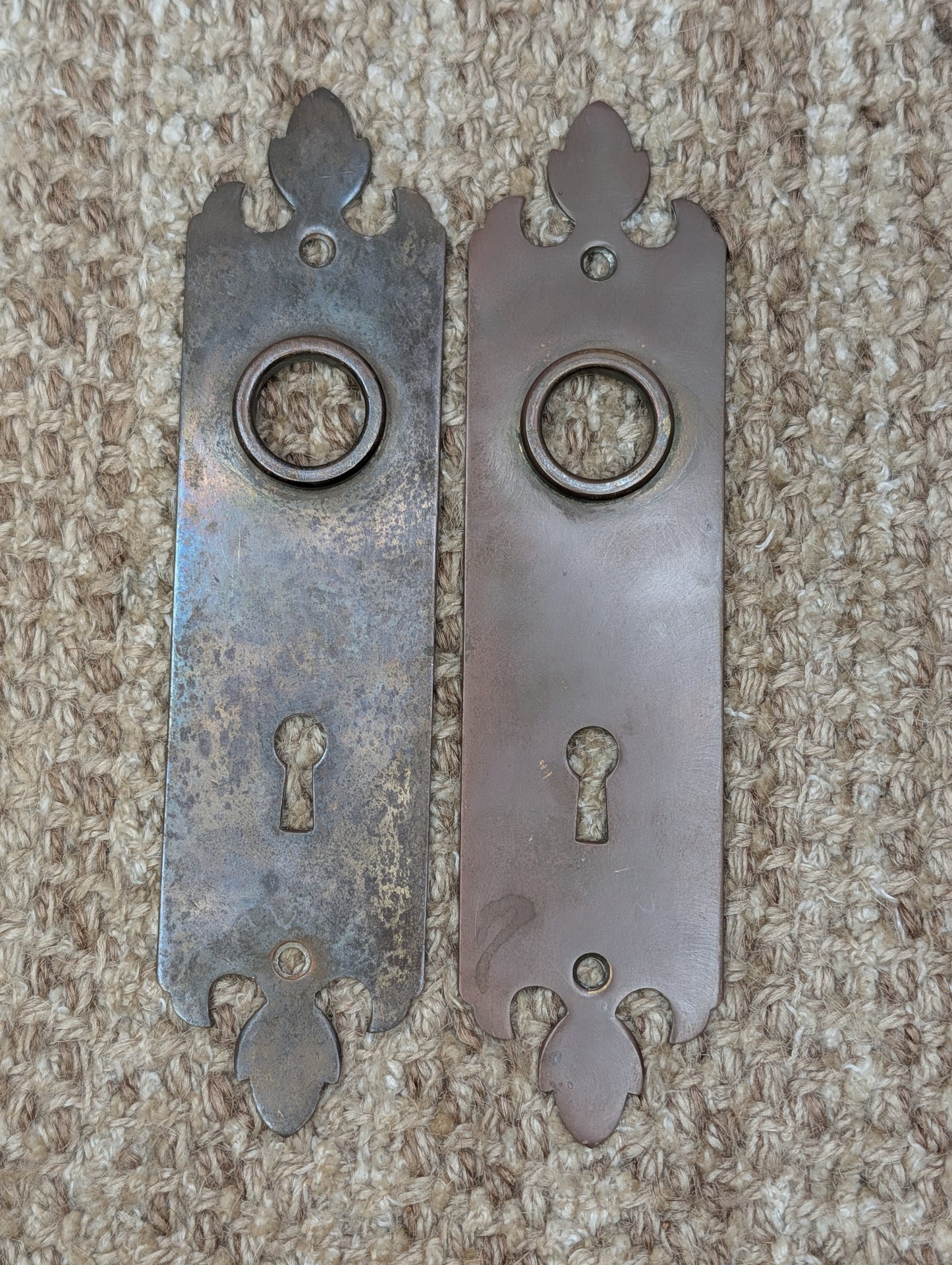 Pair 1 3/4" x 7" Antique Brass Door Knob Plates