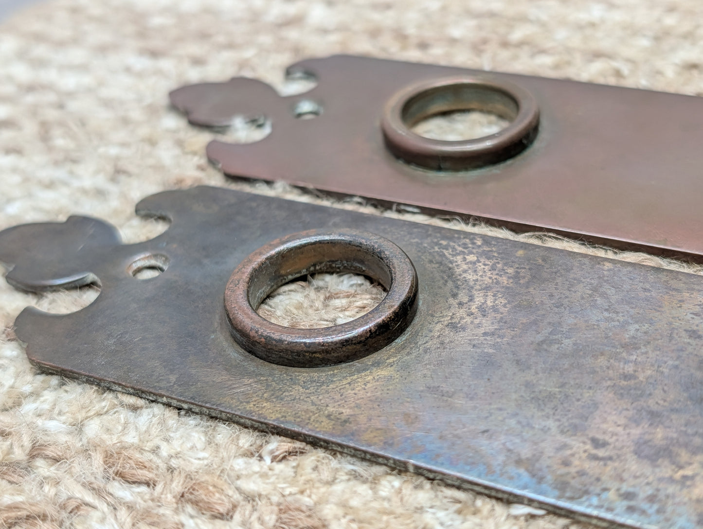 Pair 1 3/4" x 7" Antique Brass Door Knob Plates