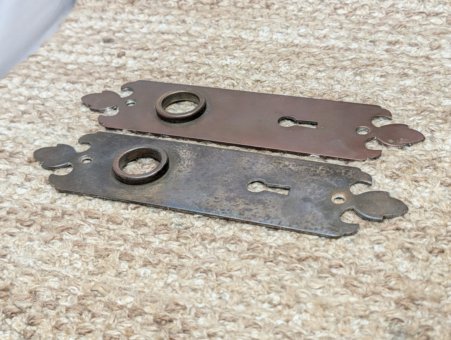Pair 1 3/4" x 7" Antique Brass Door Knob Plates