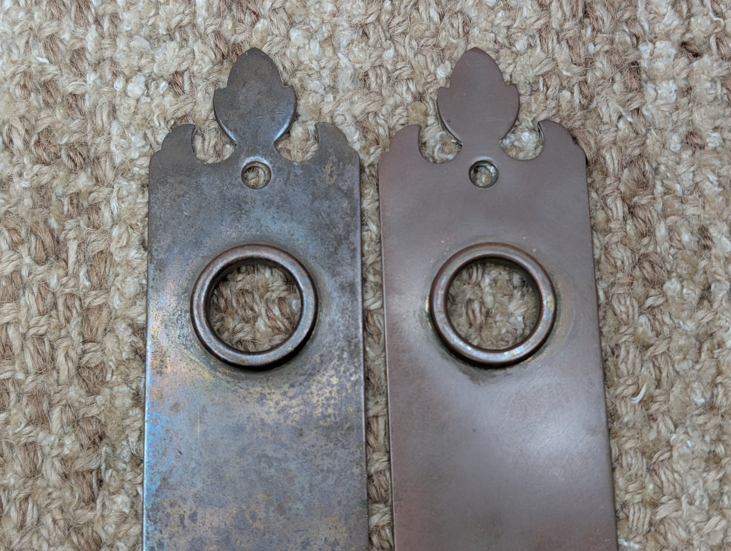 Pair 1 3/4" x 7" Antique Brass Door Knob Plates