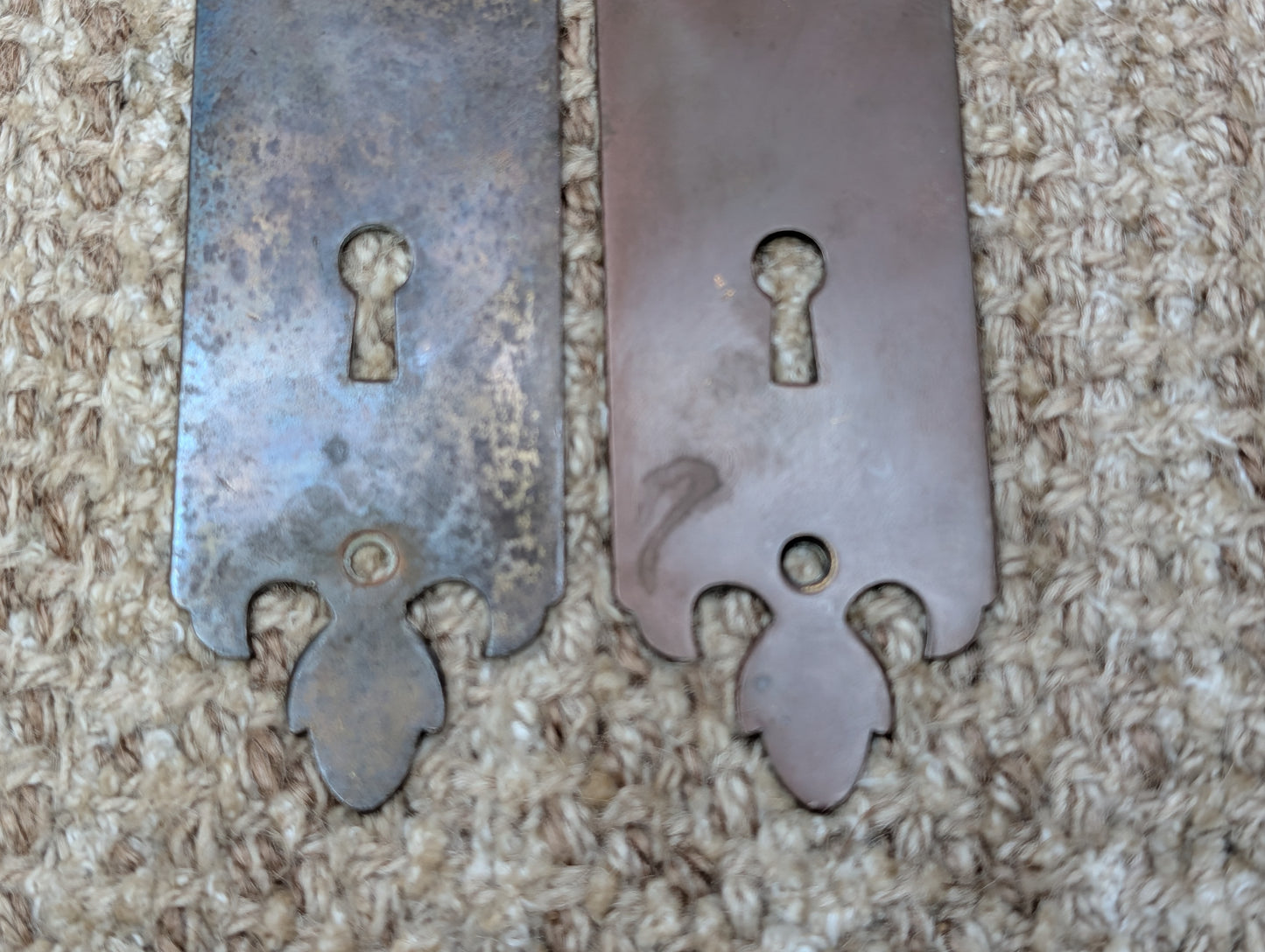 Pair 1 3/4" x 7" Antique Brass Door Knob Plates