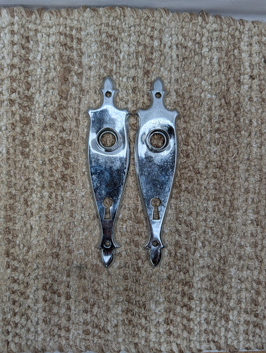 Pair 1 3/4" x 7" Antique Brass Door Knob Plates