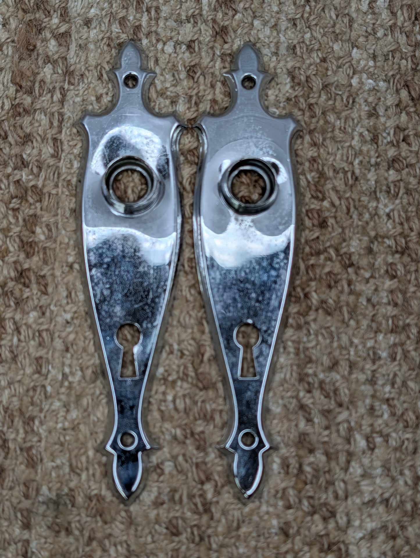 Pair 1 3/4" x 7" Antique Brass Door Knob Plates
