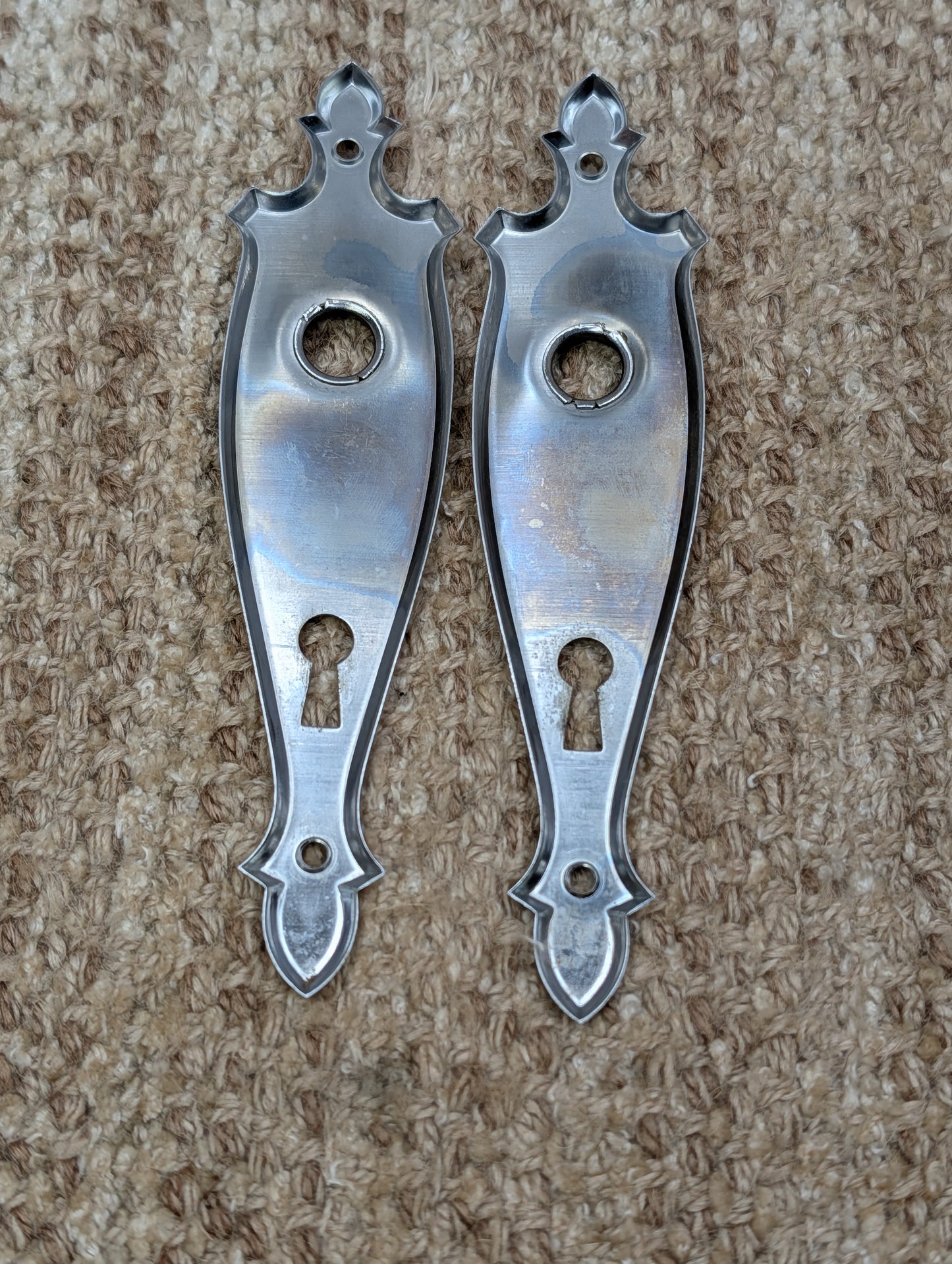 Pair 1 3/4" x 7" Antique Brass Door Knob Plates