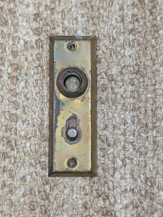 1 1/2" x 4 7/16" Antique Slide Lock Brass Plated Steel Door Knob Plate