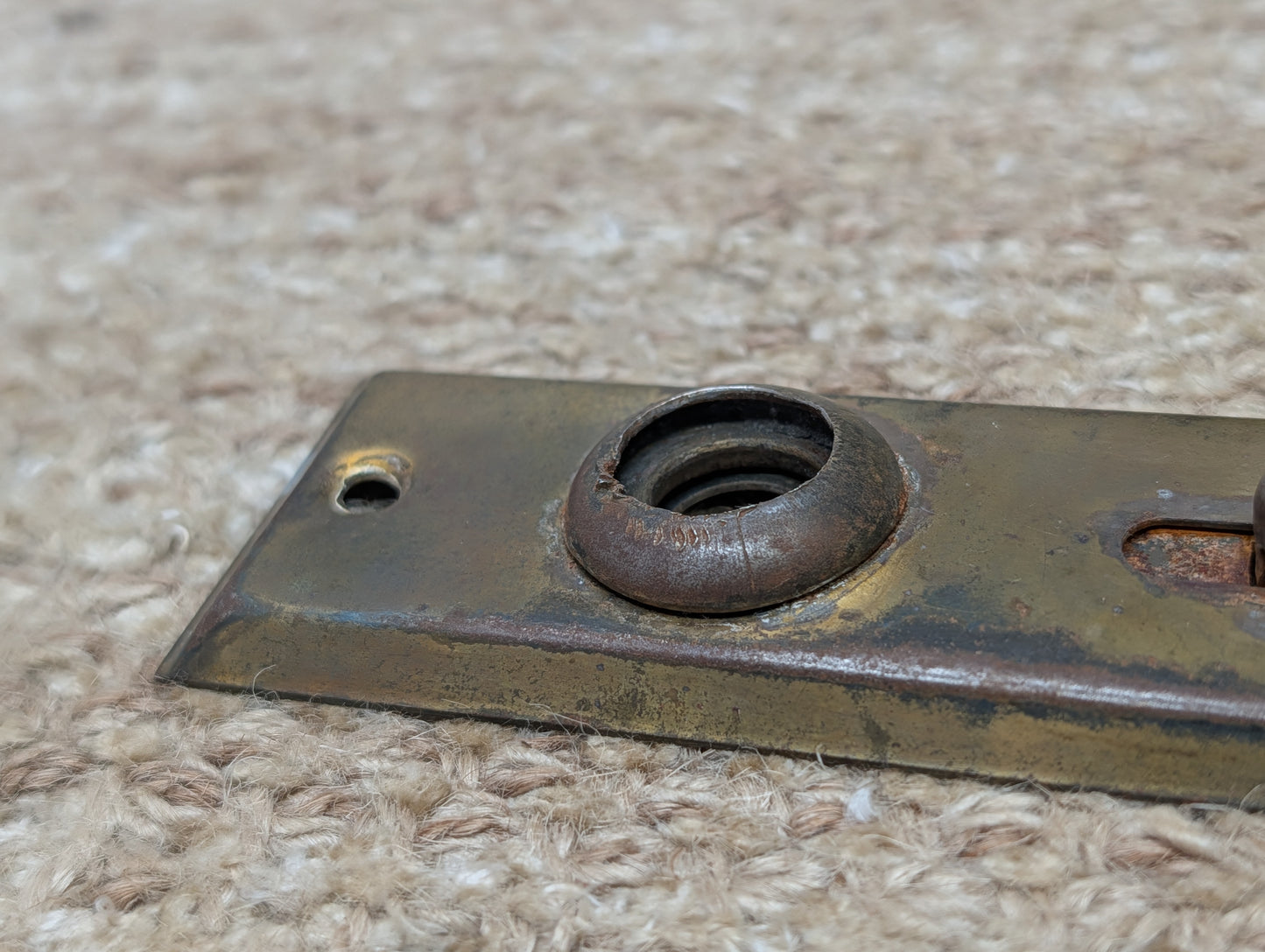 1 1/2" x 4 7/16" Antique Slide Lock Brass Plated Steel Door Knob Plate