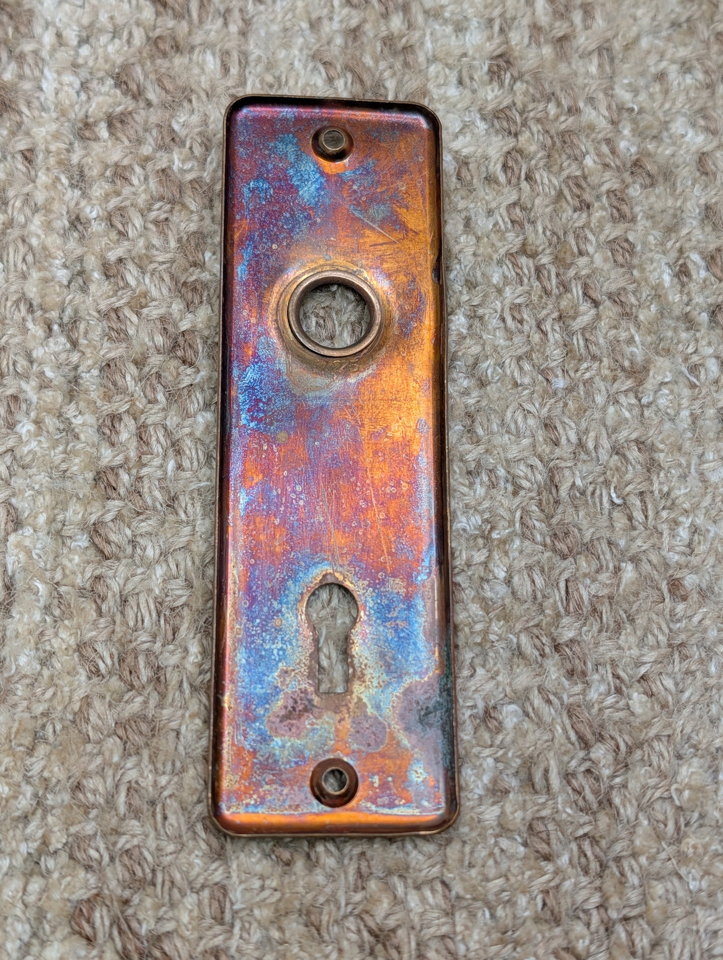 1 5/8" x 5 3/8" Antique Brass Door Knob Plate