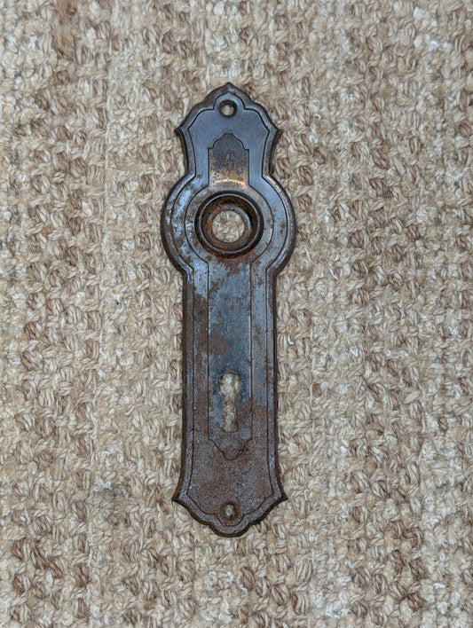 1 7/8" x 6 3/8" Antique Steel Door Knob Plate