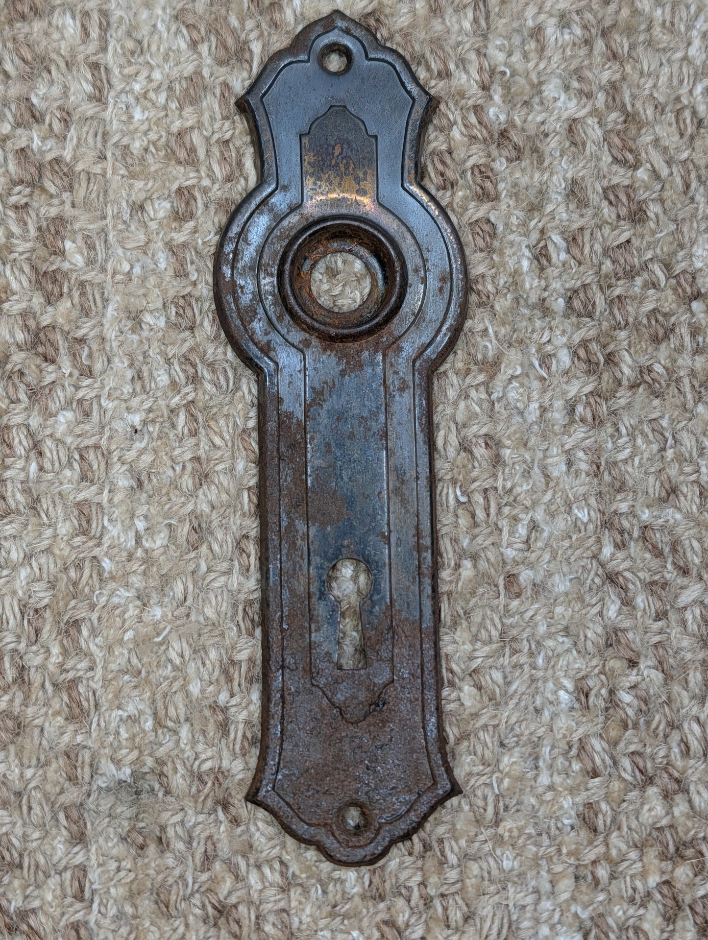 1 7/8" x 6 3/8" Antique Steel Door Knob Plate