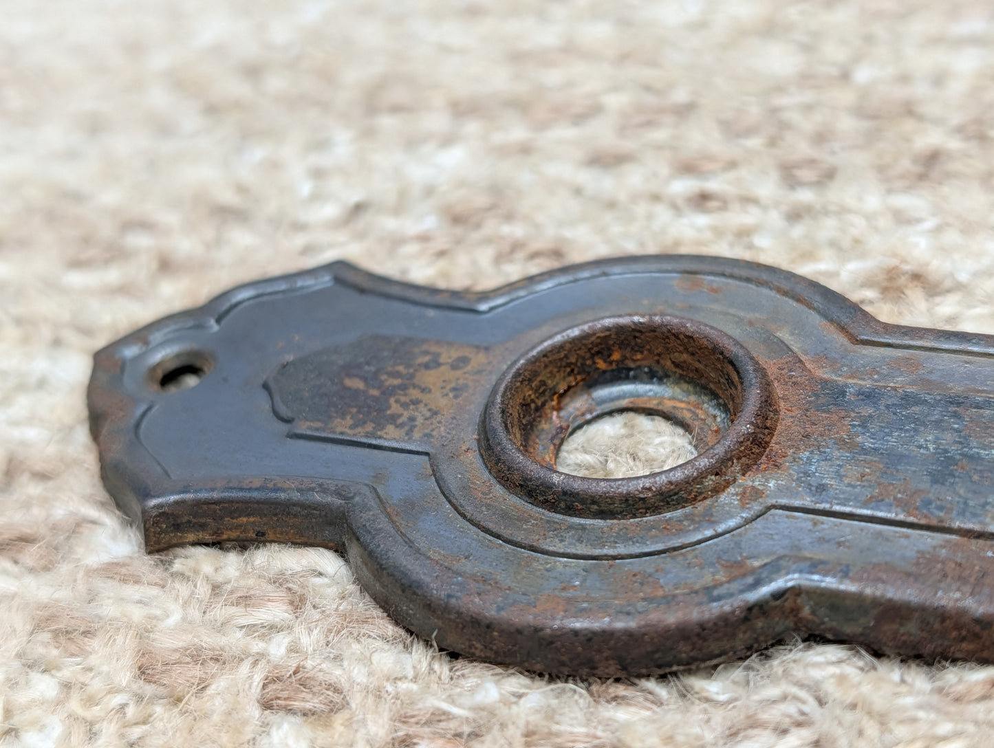 1 7/8" x 6 3/8" Antique Steel Door Knob Plate