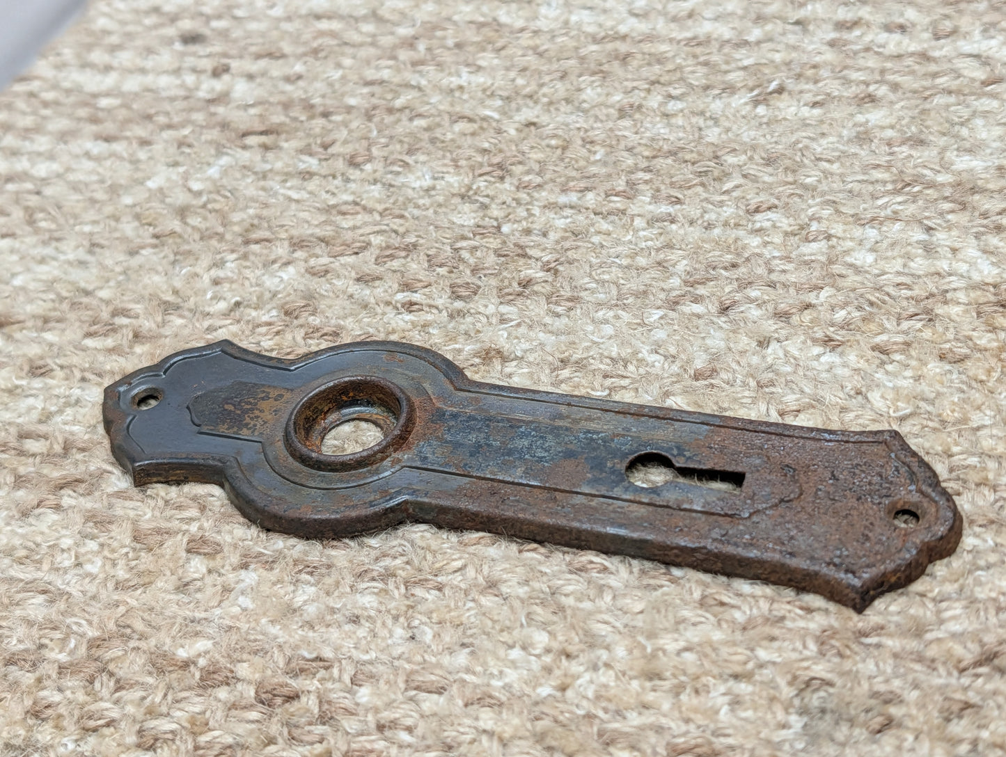 1 7/8" x 6 3/8" Antique Steel Door Knob Plate