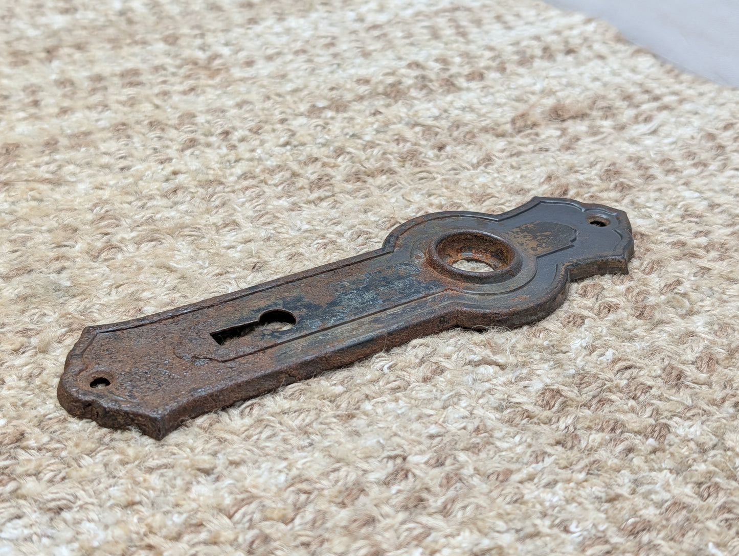1 7/8" x 6 3/8" Antique Steel Door Knob Plate