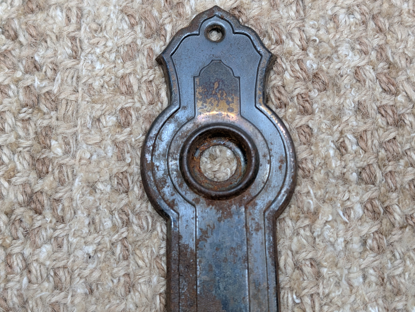 1 7/8" x 6 3/8" Antique Steel Door Knob Plate