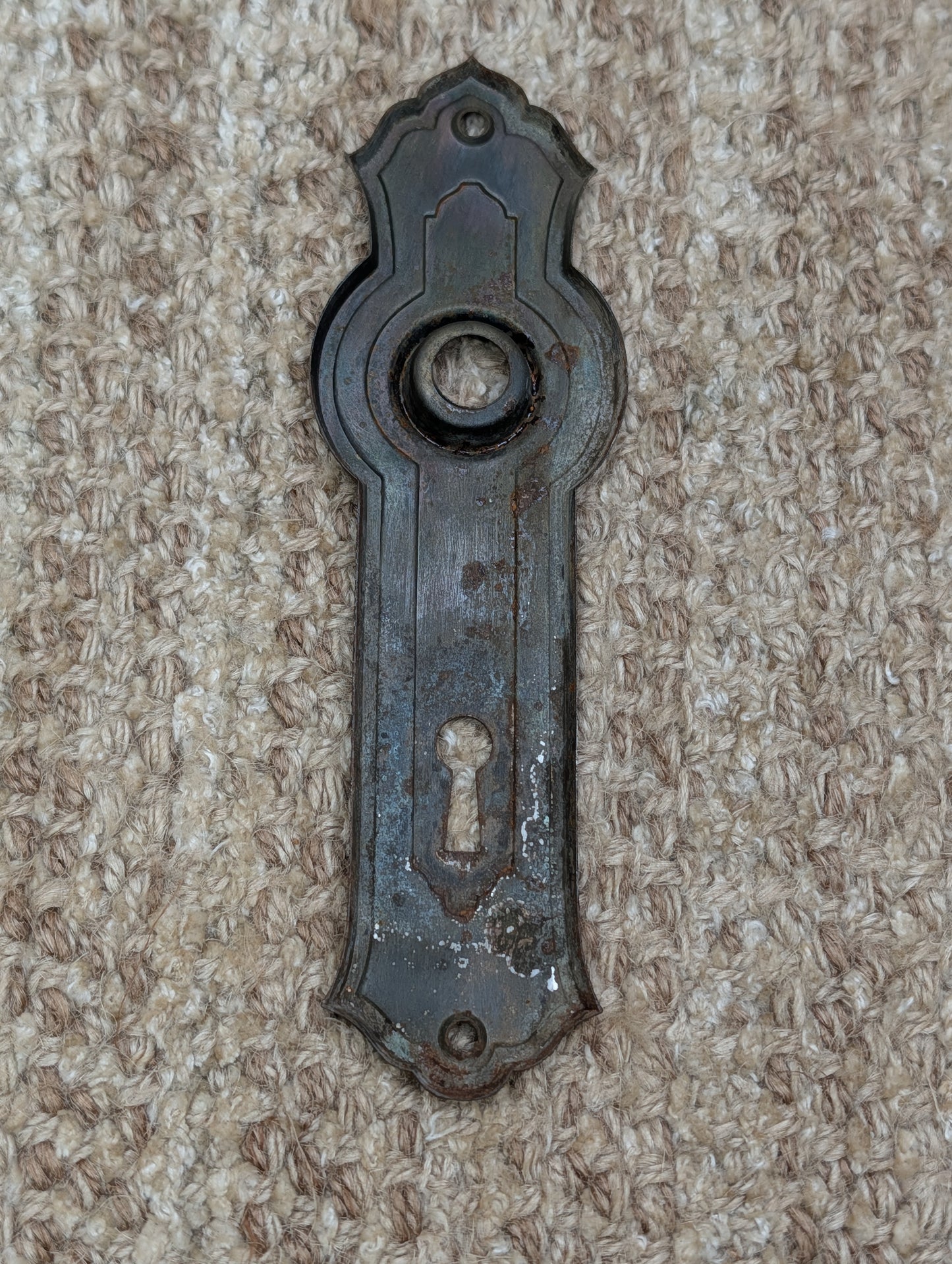 1 7/8" x 6 3/8" Antique Steel Door Knob Plate