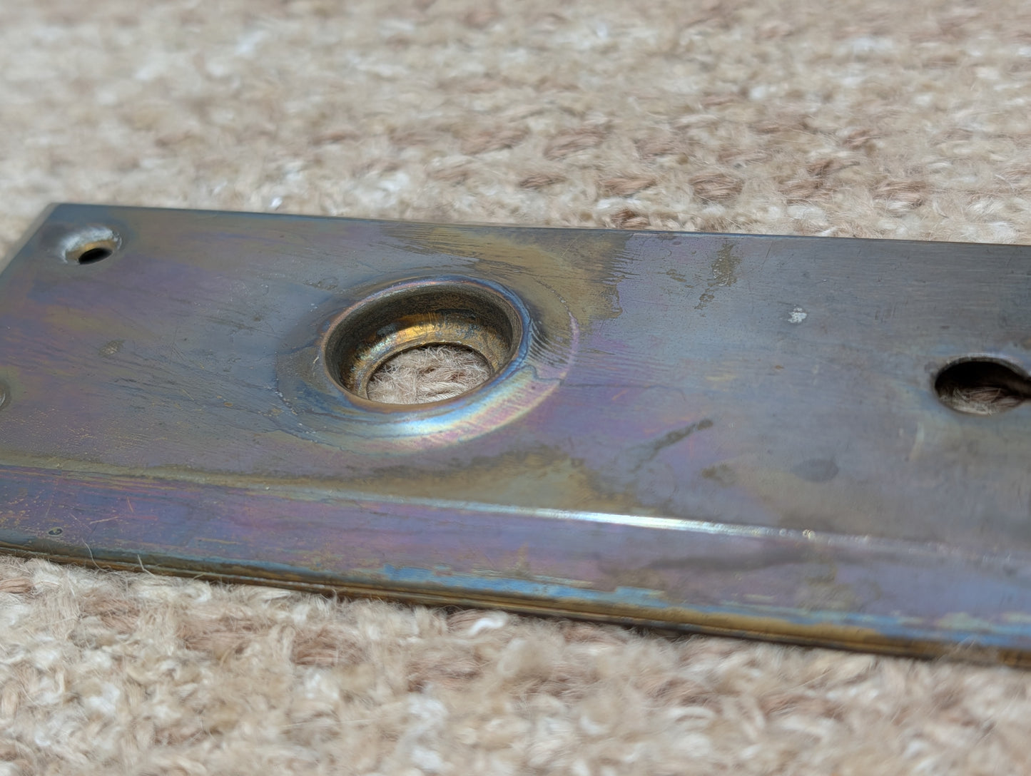 2 1/4" x 7" Antique Stamped Brass Door Knob Plate