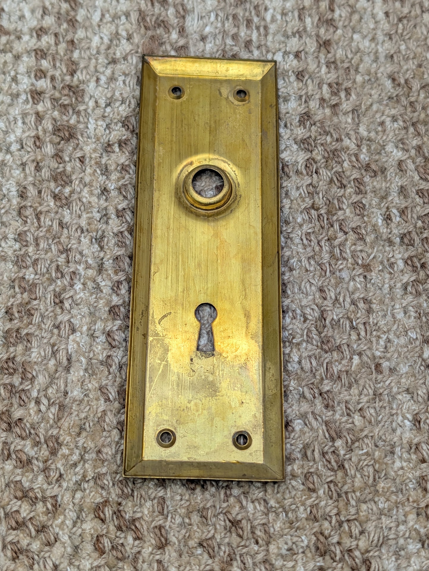2 1/4" x 7" Antique Stamped Brass Door Knob Plate