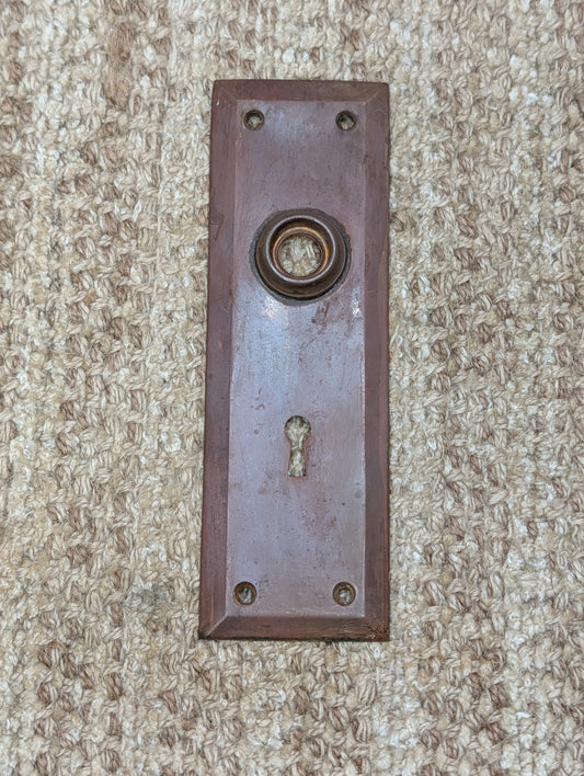 2 1/4" x 7" Antique Stamped Brass Door Knob Plate