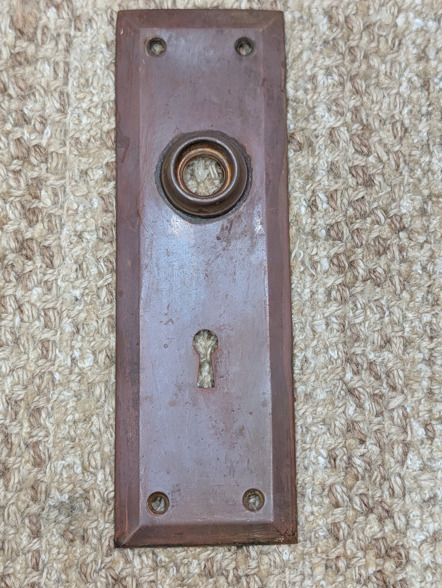 2 1/4" x 7" Antique Stamped Brass Door Knob Plate