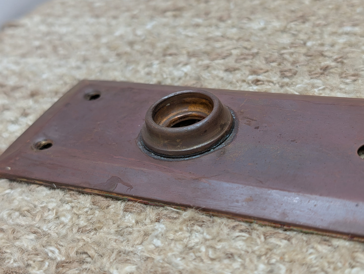 2 1/4" x 7" Antique Stamped Brass Door Knob Plate