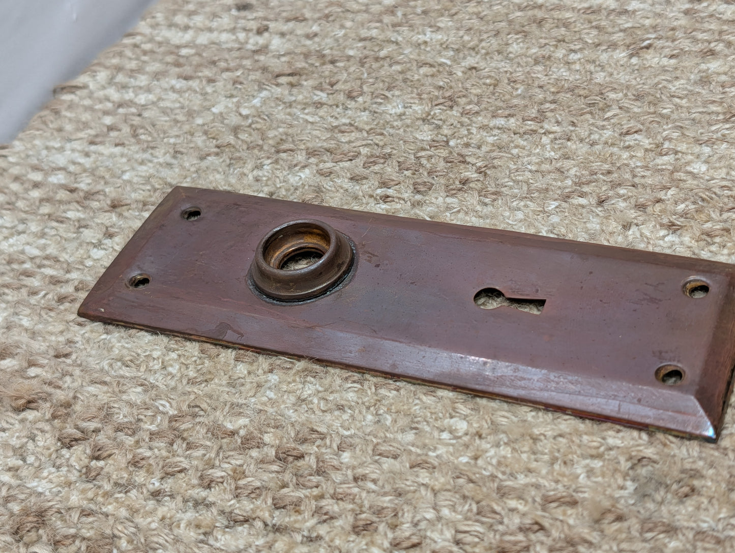 2 1/4" x 7" Antique Stamped Brass Door Knob Plate