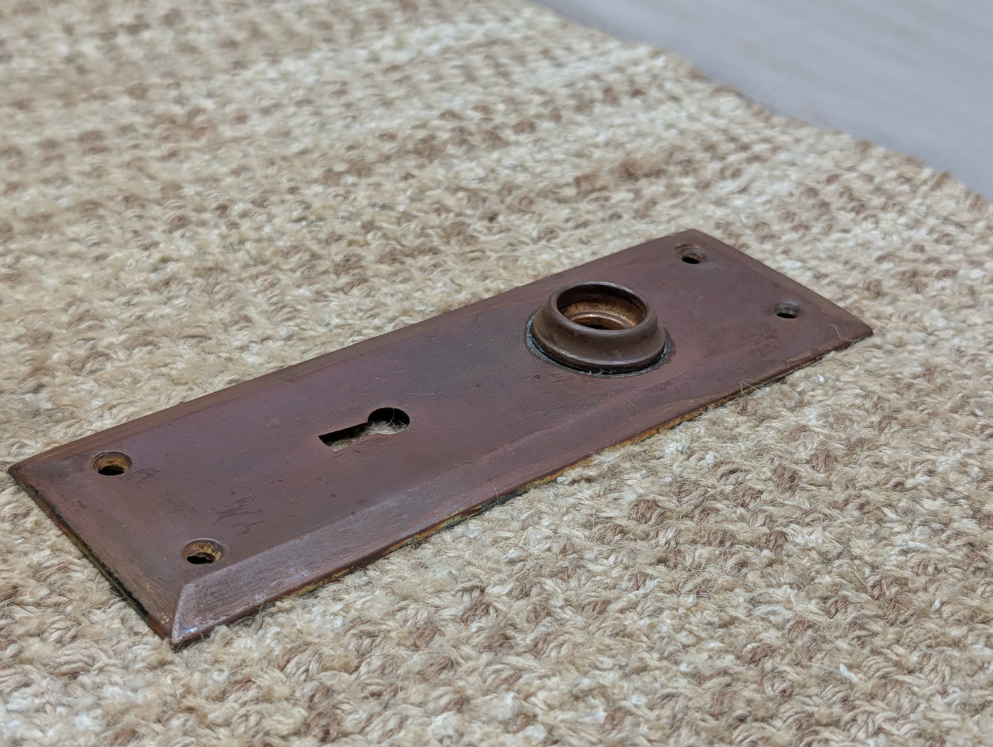 2 1/4" x 7" Antique Stamped Brass Door Knob Plate