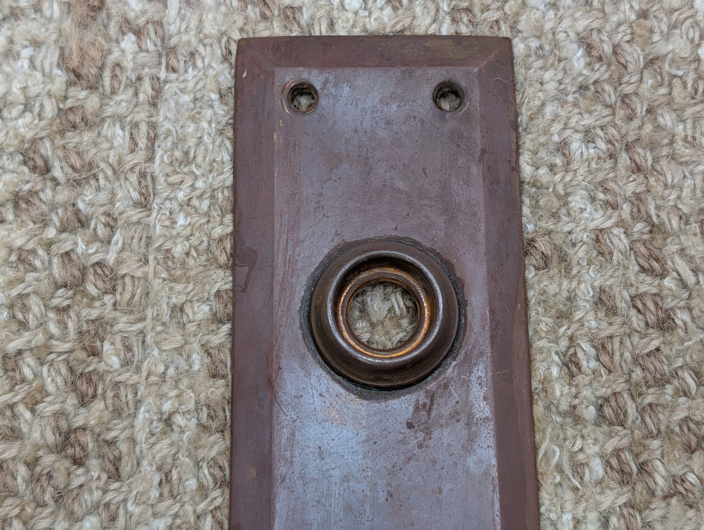 2 1/4" x 7" Antique Stamped Brass Door Knob Plate