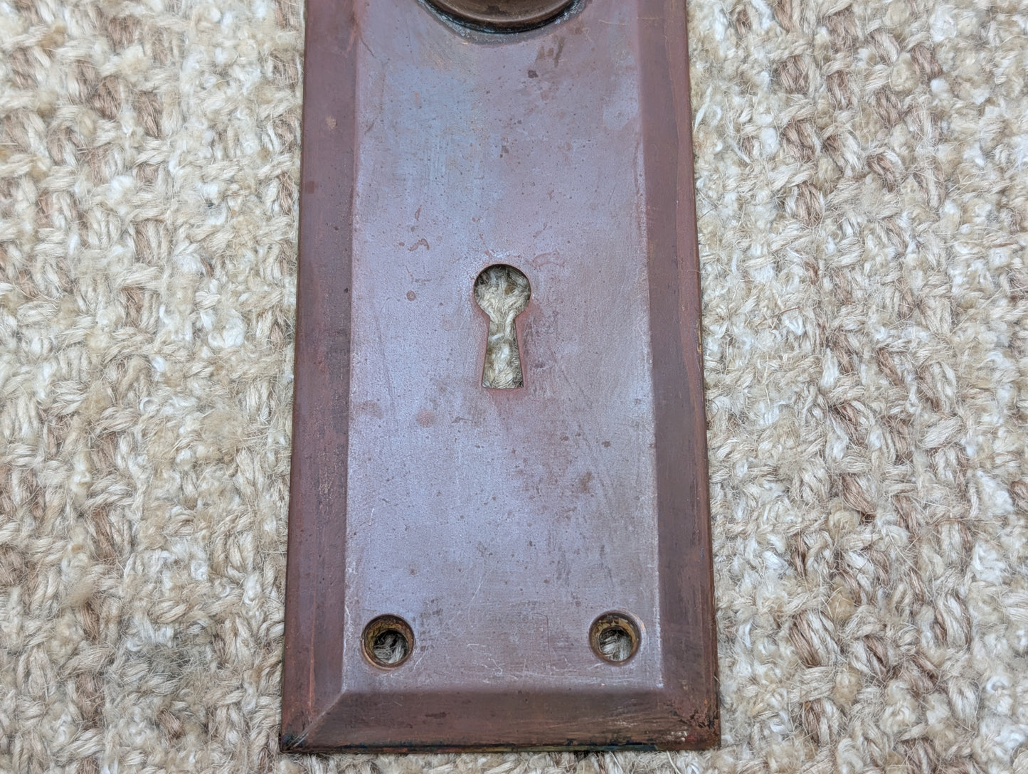 2 1/4" x 7" Antique Stamped Brass Door Knob Plate