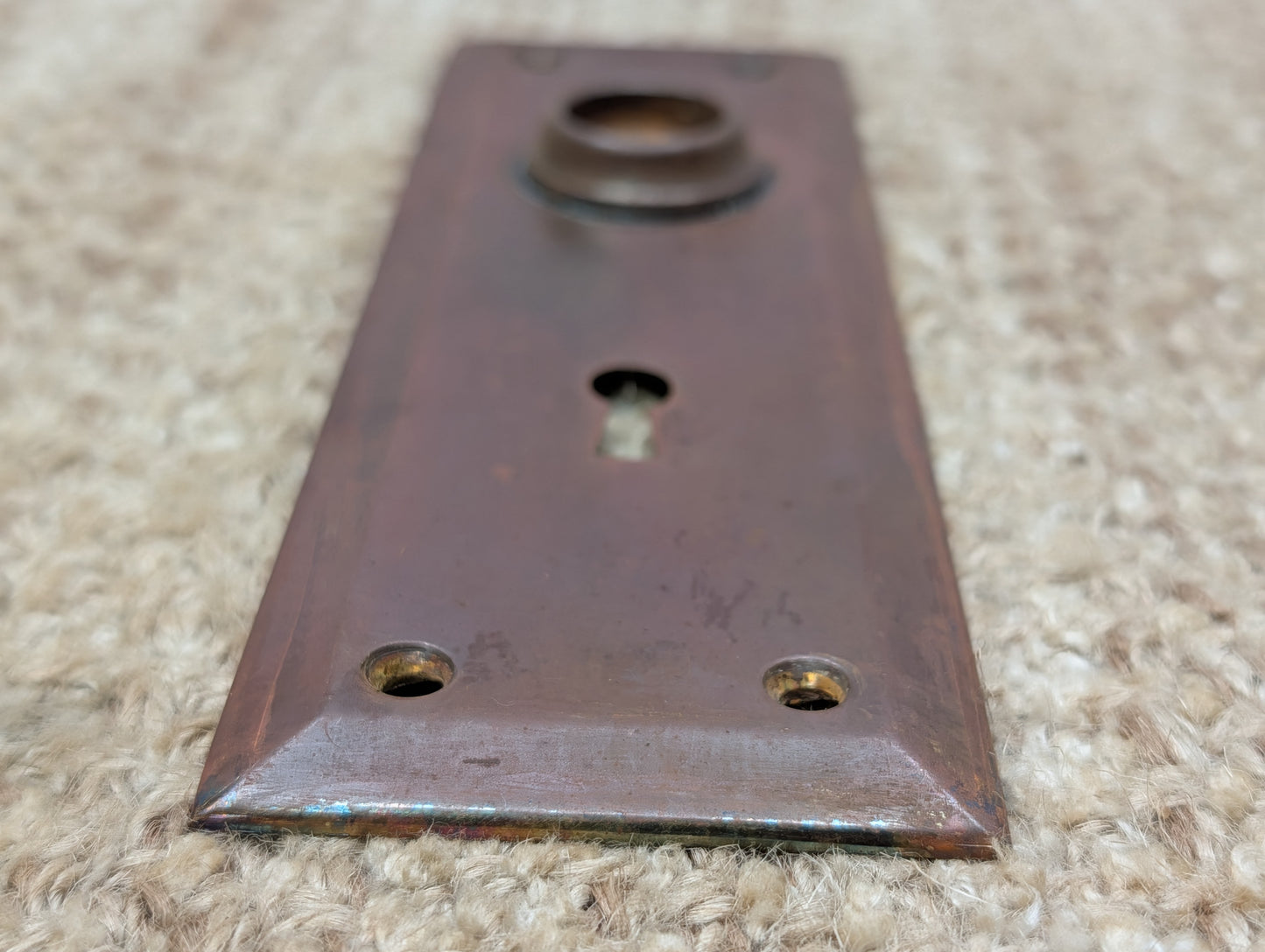 2 1/4" x 7" Antique Stamped Brass Door Knob Plate