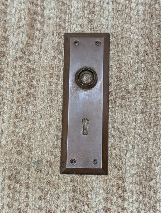 2 1/4" x 7" Antique Stamped Brass Door Knob Plate