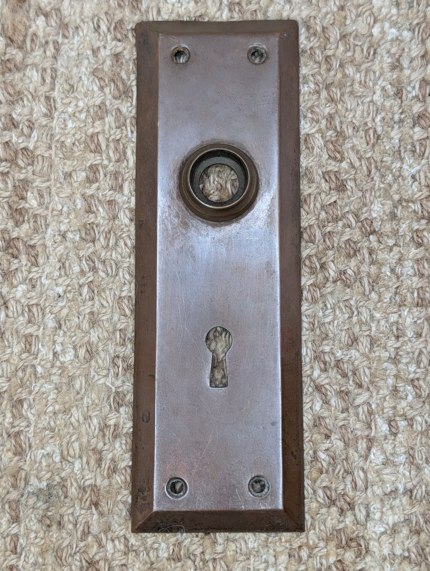 2 1/4" x 7" Antique Stamped Brass Door Knob Plate