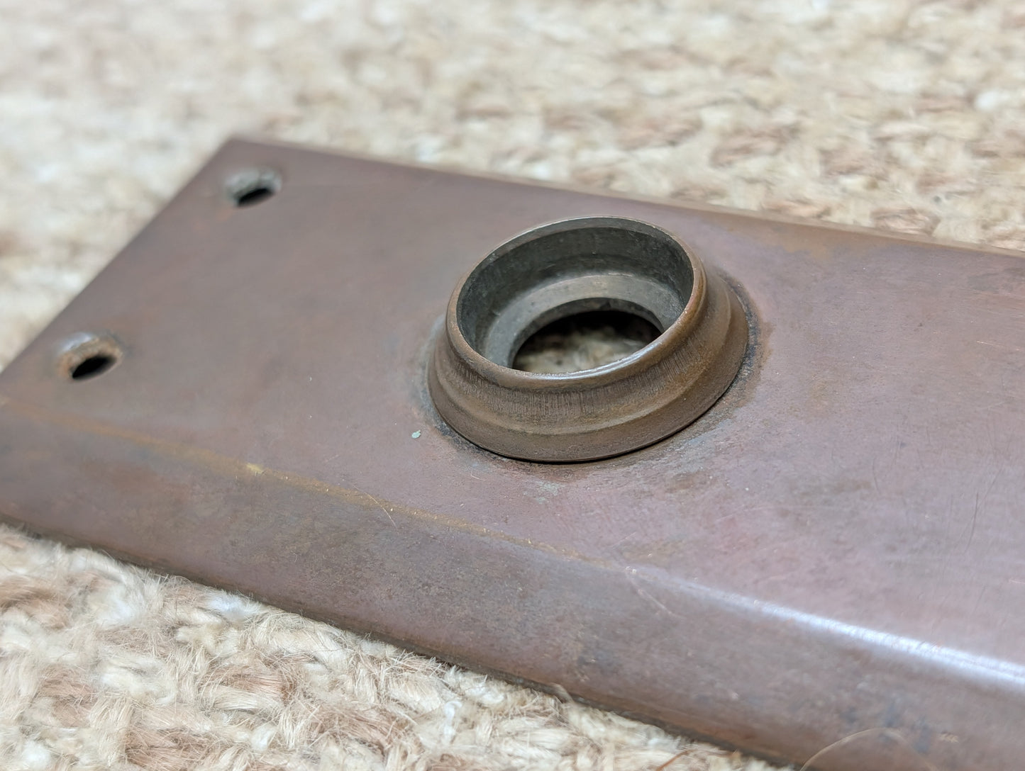 2 1/4" x 7" Antique Stamped Brass Door Knob Plate